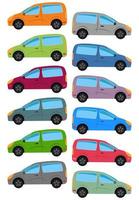 Set of multicolored car. Isolated vector illustration.