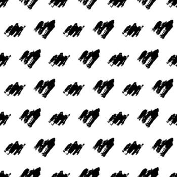 Seamless pattern with dark hand drawn scribble smear on white background. Abstract grunge texture. Vector illustration