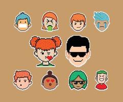 Pixel Art Sticker Emoji Design, vector