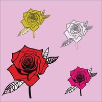 A Set Of Roses Pro Vector Art