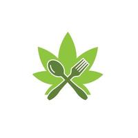 Healthy food logo. concept logo, with the symbol of a spoon, fork and leaf. Can be for restaurants, healthy food products, website logos for food consultants vector