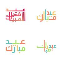 Elegant Eid Mubarak Calligraphy Set for Muslim Celebrations vector