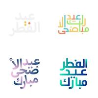 Elegant Eid Mubarak Typography Set for Muslim Celebrations vector