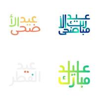 Vector Illustrations of Eid Mubarak with Festive Calligraphy