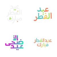 Celebratory Eid Mubarak Vector Set with Classic Calligraphy