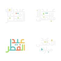 hermosamente florido eid Mubarak caligrafía vector conjunto
