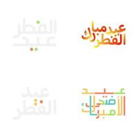 Elegant Eid Mubarak Calligraphy Set for Muslim Celebrations vector