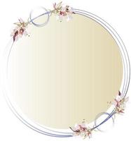 round frame with purple circles and pretty flower bouquets vector