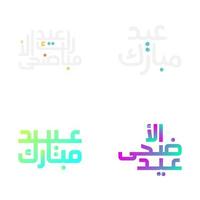 eid Mubarak saludo tarjeta en cepillo estilo Arábica caligrafía vector