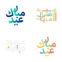 eid Mubarak saludo tarjeta con vistoso Arábica caligrafía vector