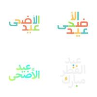 Vibrant Eid Mubarak Brush Lettering Set for Islamic Festivals vector