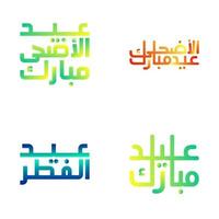 Eid Mubarak Vector Set with Decorative Arabic Calligraphy