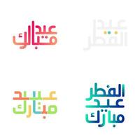 Elegant Eid Mubarak Vector Set with Traditional Arabic Script