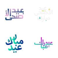 Intricate Eid Mubarak Typography Set for Muslim Community Celebrations vector