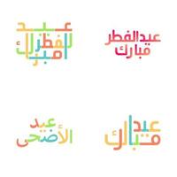 Vibrant Eid Mubarak Brush Lettering Set for Islamic Festivals vector