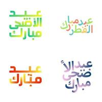 Eid Mubarak Greeting Card with Colorful Arabic Calligraphy vector