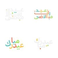 Celebratory Eid Mubarak Calligraphy Set with Islamic Art Elements vector