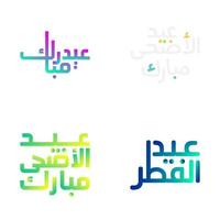 Eid Mubarak Typography Set with Elegant Arabic Calligraphy vector