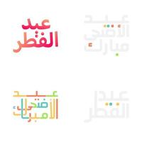 Stylish Eid Mubarak Greeting Cards with Beautiful Calligraphy vector