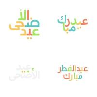 Eid Mubarak Typography Set with Elegant Arabic Calligraphy vector