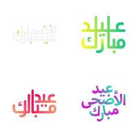 Eid Mubarak Brush Style Lettering Set for Muslim Festivals vector