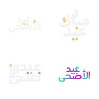 Beautiful Eid Mubarak Emblem Set with Intricate Lettering vector