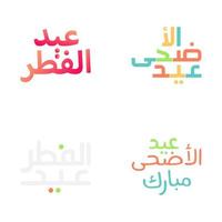 Vector Illustrations of Eid Mubarak with Festive Calligraphy