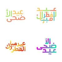 Elegant Eid Mubarak Typography Set for Muslim Celebrations vector