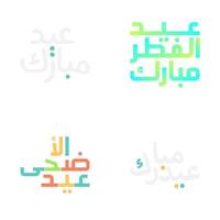 Celebratory Eid Mubarak Vector Set with Classic Calligraphy