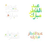 Vector Eid Mubarak Greeting Cards with Traditional Calligraphy