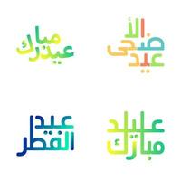 Eid Mubarak Vector Illustration with Gold Arabic Calligraphy