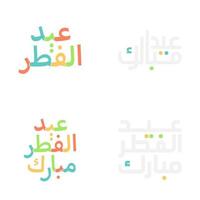 cepillo estilo Ramadán y eid Mubarak tipografía conjunto vector