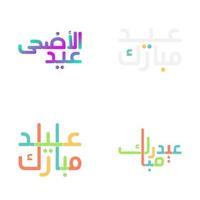 Festive Eid Mubarak Illustrations with Arabic Calligraphy vector