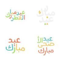 Vector Eid Mubarak Calligraphy Illustrations for Muslim Holidays