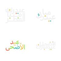 Vector Illustrations of Eid Mubarak with Beautiful Calligraphy