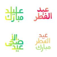 Arabic Calligraphy Typography Set for Eid Mubarak and Ramadan vector