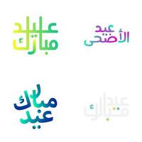 Vibrant Eid Mubarak Brush Lettering Set for Islamic Festivals vector