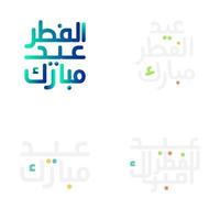 Contemporary Eid Mubarak Typography Set in Vector Format