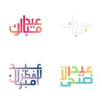 Eid Mubarak Emblem Set with Elegant Brush Style Lettering vector