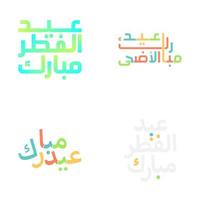 Arabic Calligraphy Typography Set for Eid Mubarak and Ramadan vector