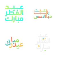 Arabic Calligraphy Typography Set for Eid Mubarak and Ramadan vector