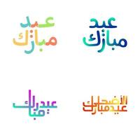 Eid Mubarak Typography Set with Elegant Arabic Calligraphy vector