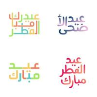 Elegant Eid Mubarak Typography Set for Muslim Celebrations vector