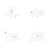 Beautiful Eid Mubarak Vector Illustrations with Arabic Calligraphy