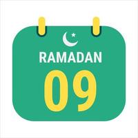 9th Ramadan Celebrate with White and Golden Crescent Moons. and English Ramadan Text. vector