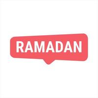 Ramadan Kareem Red Vector Callout Banner with Moon and Arabic Typography