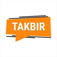 Takbir Allahu Akbar Orange Vector Callout Banner with Call to Prayer for Ramadan