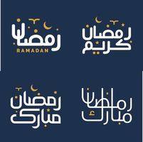 Vector Illustration of Orange Design Elements with White Calligraphy for Ramadan Kareem Greeting Cards.