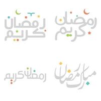 Vector Ramadan Kareem Greeting Card with Elegant Arabic Typography Design.