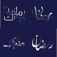 Creative White Glossy Ramadan Kareem Calligraphy Pack with Multiple Colors and Intricate Designs vector